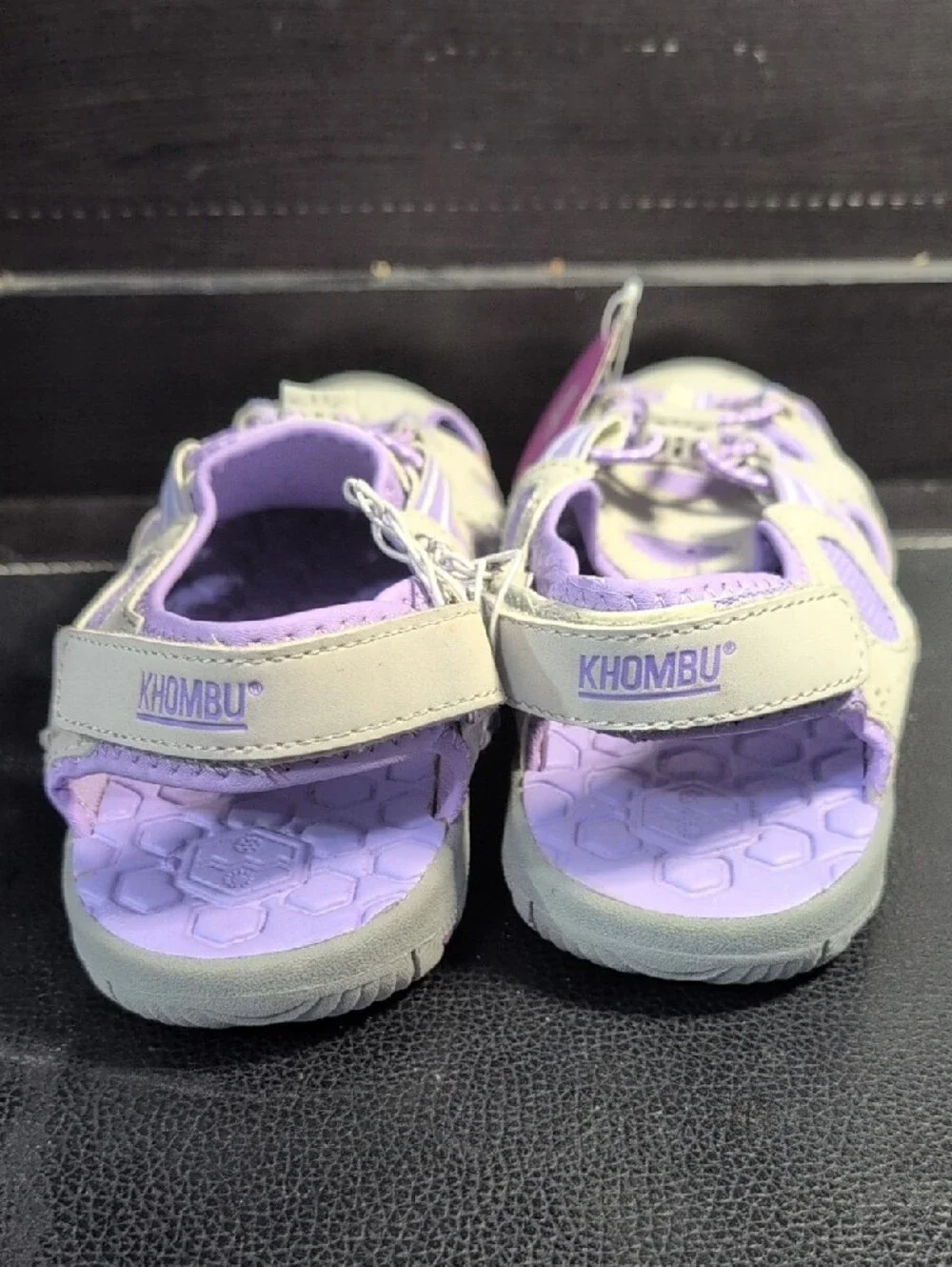 Khombu Light Gray and Lavender Closed-Toe Kids Girls Sandals